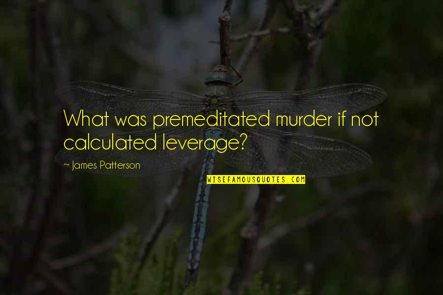 Anastasiu Crisu Quotes By James Patterson: What was premeditated murder if not calculated leverage? Anastasiu Crisu Quotes By James Patterson: What was premeditated murder if not calculated leverage?