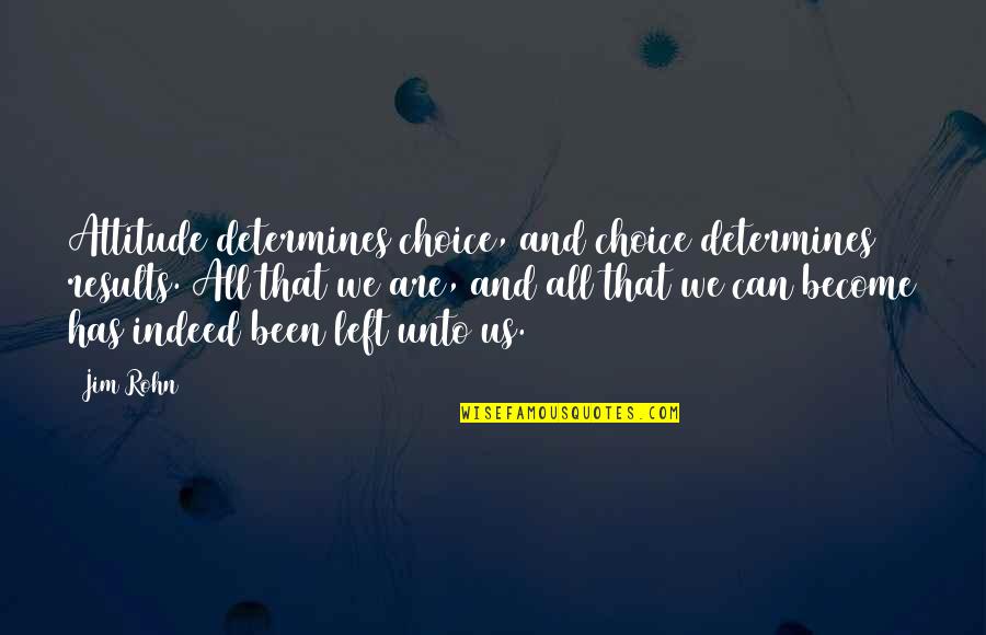 Anastos Motors Quotes By Jim Rohn: Attitude determines choice, and choice determines results. All