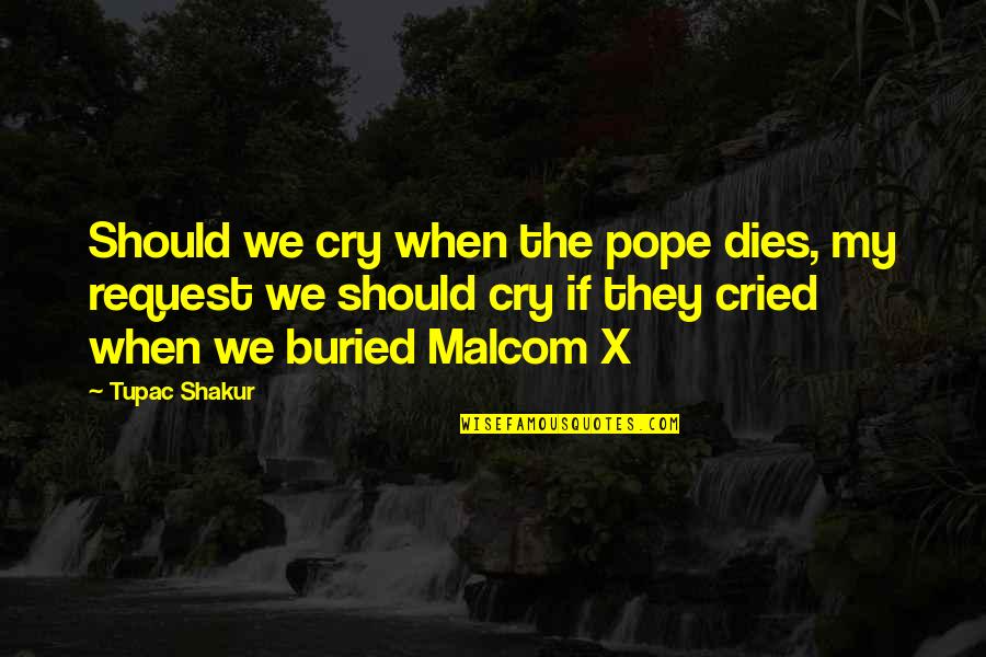 Anathematize Quotes By Tupac Shakur: Should we cry when the pope dies, my