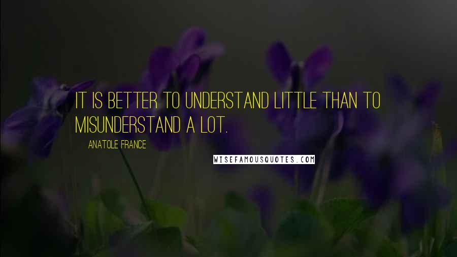 Anatole France quotes: It is better to understand little than to misunderstand a lot.