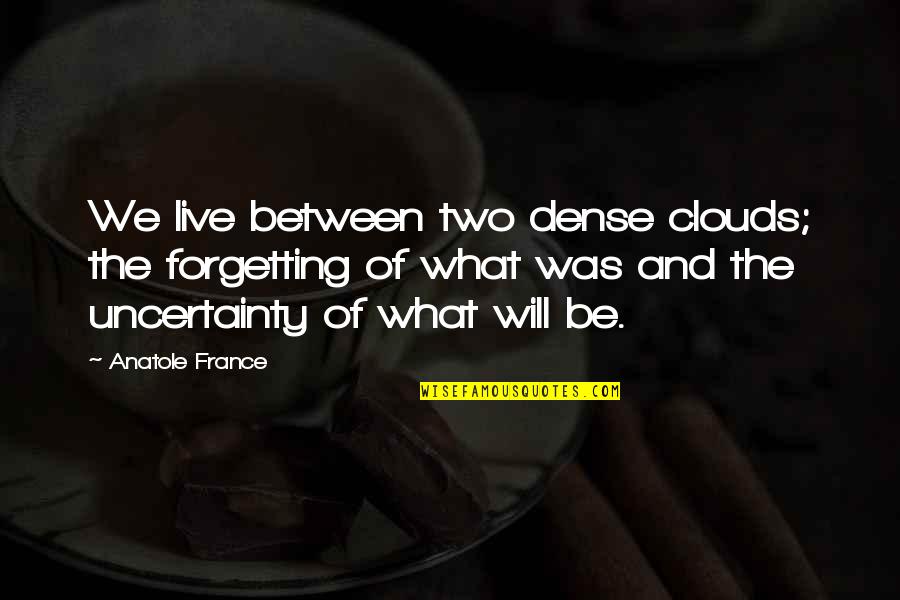 Anatole France Quotes By Anatole France: We live between two dense clouds; the forgetting