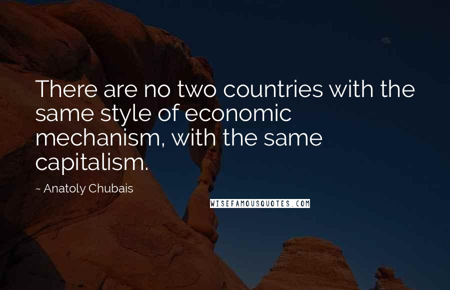 Anatoly Chubais quotes: There are no two countries with the same style of economic mechanism, with the same capitalism.