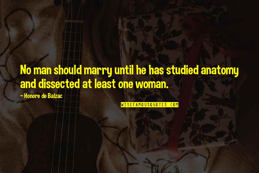 Anatomy Quotes By Honore De Balzac: No man should marry until he has studied