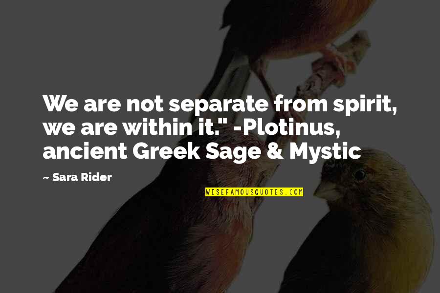 Ancient Greek Quotes By Sara Rider: We are not separate from spirit, we are