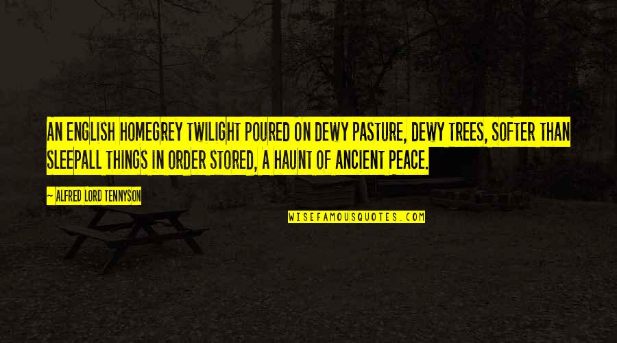 Ancient Trees Quotes By Alfred Lord Tennyson: An English homegrey twilight poured On dewy pasture,