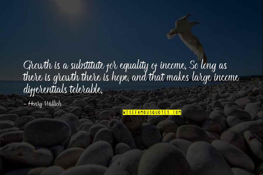 And Equality Quotes By Henry Wallich: Growth is a substitute for equality of income.