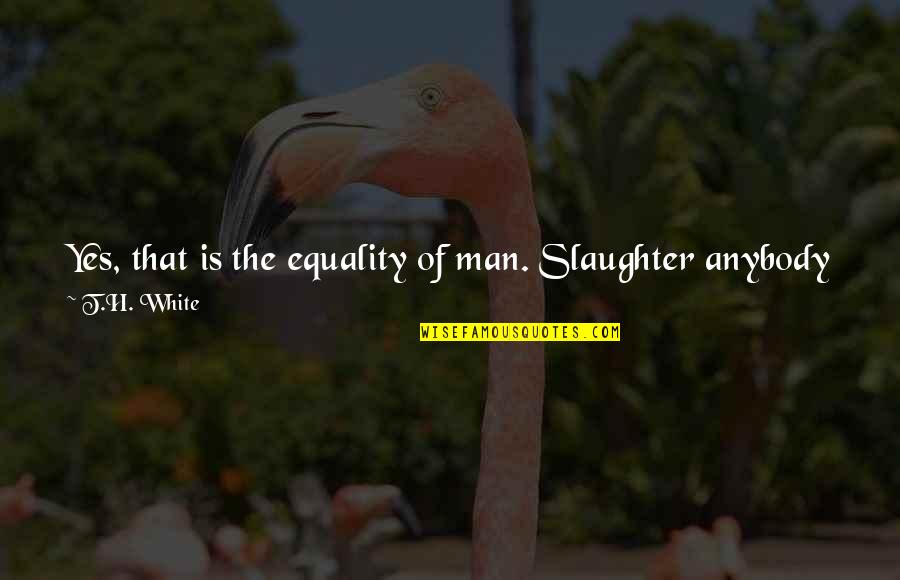 And Equality Quotes By T.H. White: Yes, that is the equality of man. Slaughter