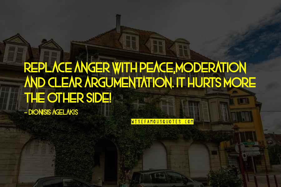 And It Hurts Quotes By Dionisis Agelakis: Replace anger with peace,moderation and clear argumentation. It