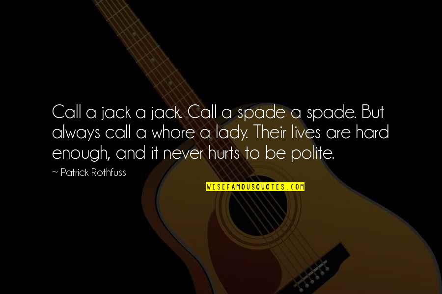 And It Hurts Quotes By Patrick Rothfuss: Call a jack a jack. Call a spade