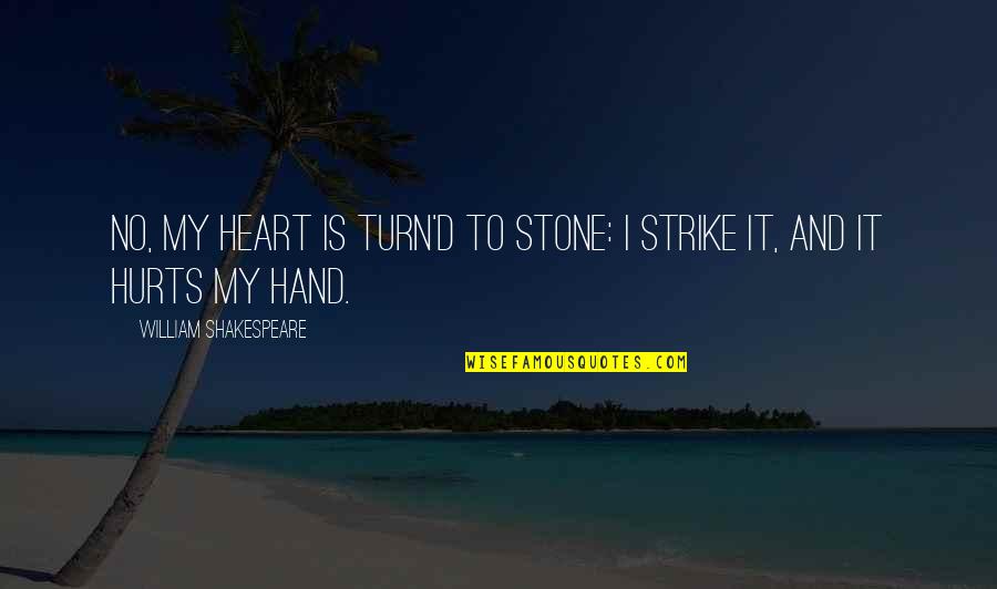 And It Hurts Quotes By William Shakespeare: No, my heart is turn'd to stone: I