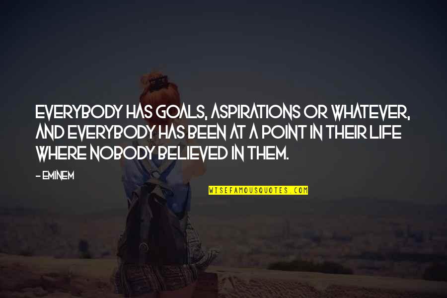 And Life Goals Quotes By Eminem: Everybody has goals, aspirations or whatever, and everybody