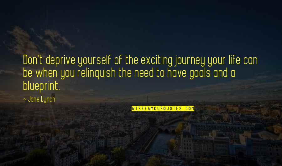 And Life Goals Quotes By Jane Lynch: Don't deprive yourself of the exciting journey your