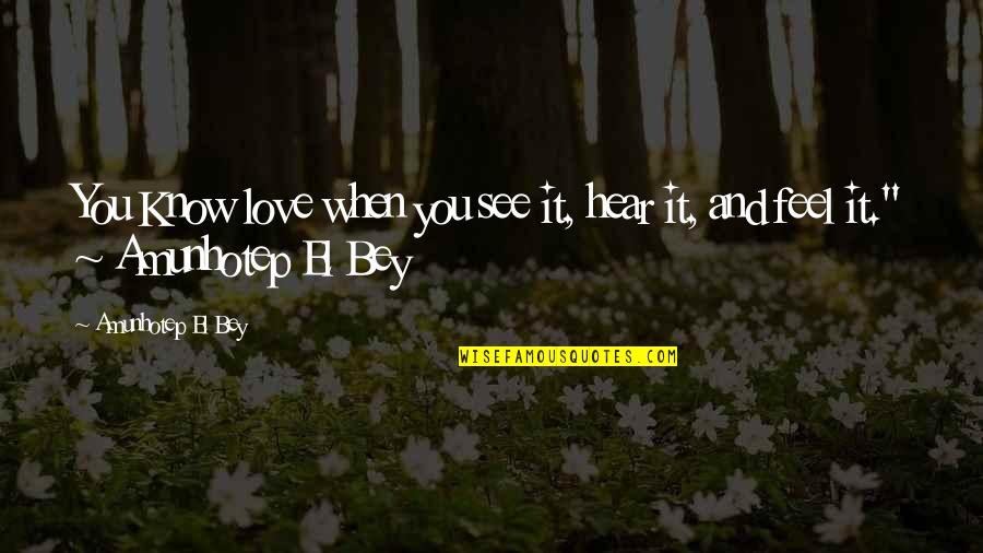 And See You Poetry Quotes By Amunhotep El Bey: You Know love when you see it, hear And See You Poetry Quotes By Amunhotep El Bey: You Know love when you see it, hear