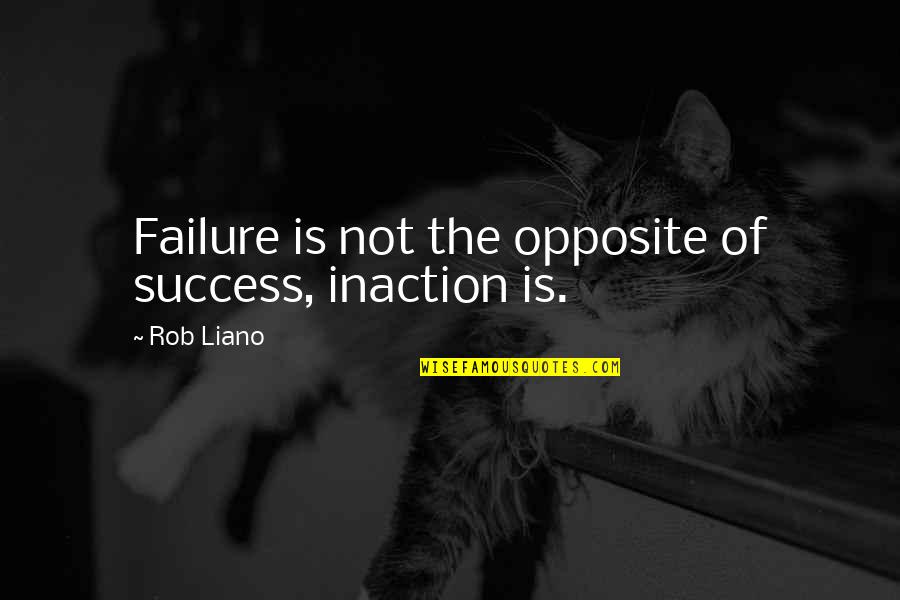And Success Quotes By Rob Liano: Failure is not the opposite of success, inaction