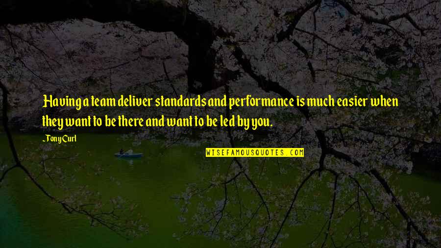 And Success Quotes By Tony Curl: Having a team deliver standards and performance is