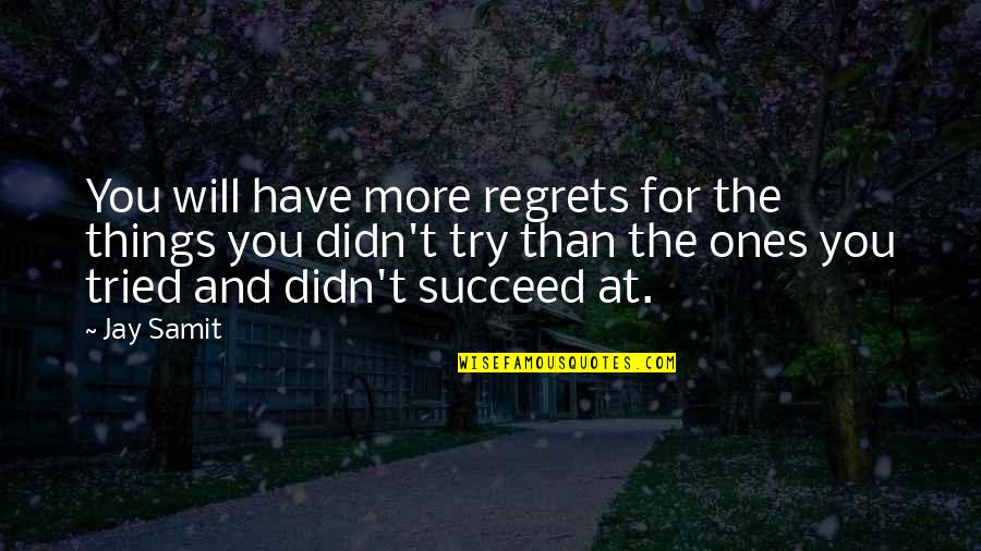 And You Will Succeed Quotes By Jay Samit: You will have more regrets for the things