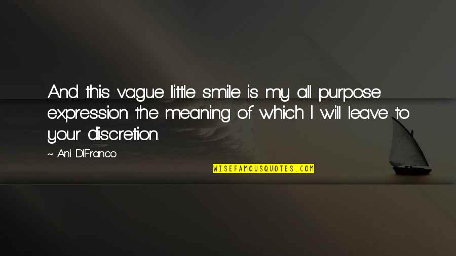 And Your Smile Quotes By Ani DiFranco: And this vague little smile is my all