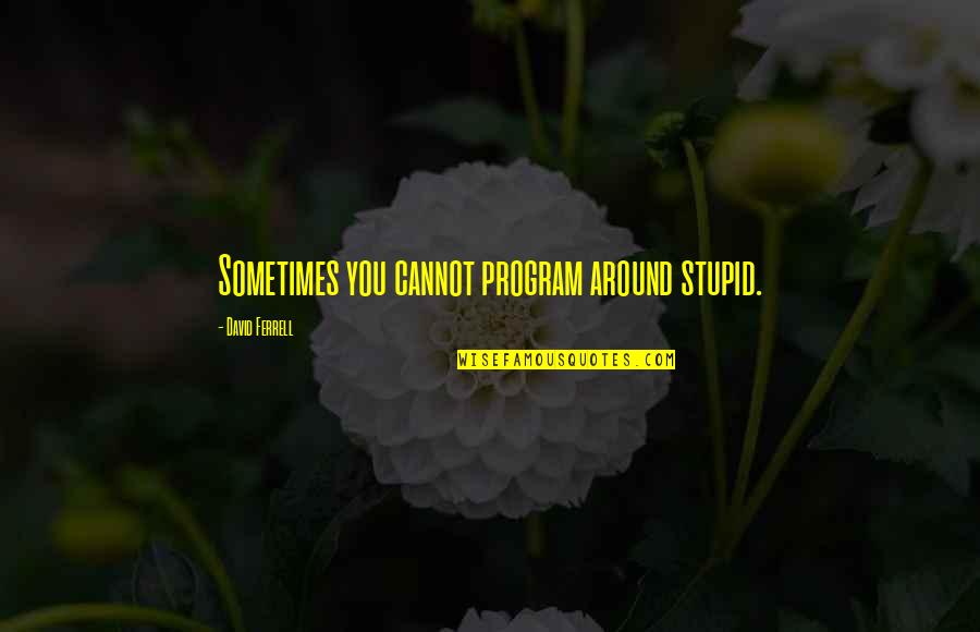 Andaluca Potpourri Quotes By David Ferrell: Sometimes you cannot program around stupid. Andaluca Potpourri Quotes By David Ferrell: Sometimes you cannot program around stupid.