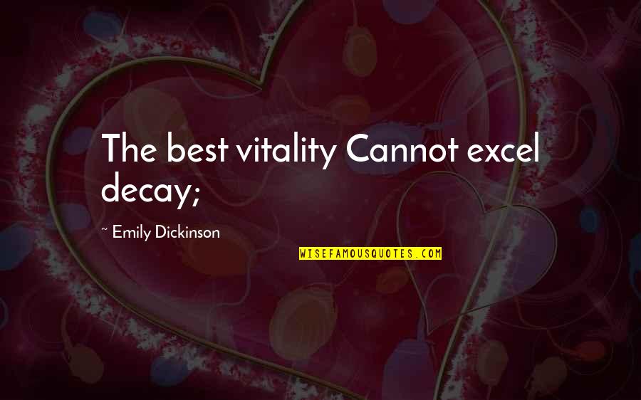 Andalusia Alabama Quotes By Emily Dickinson: The best vitality Cannot excel decay;