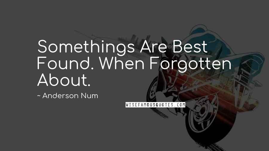 Anderson Num quotes: Somethings Are Best Found. When Forgotten About.