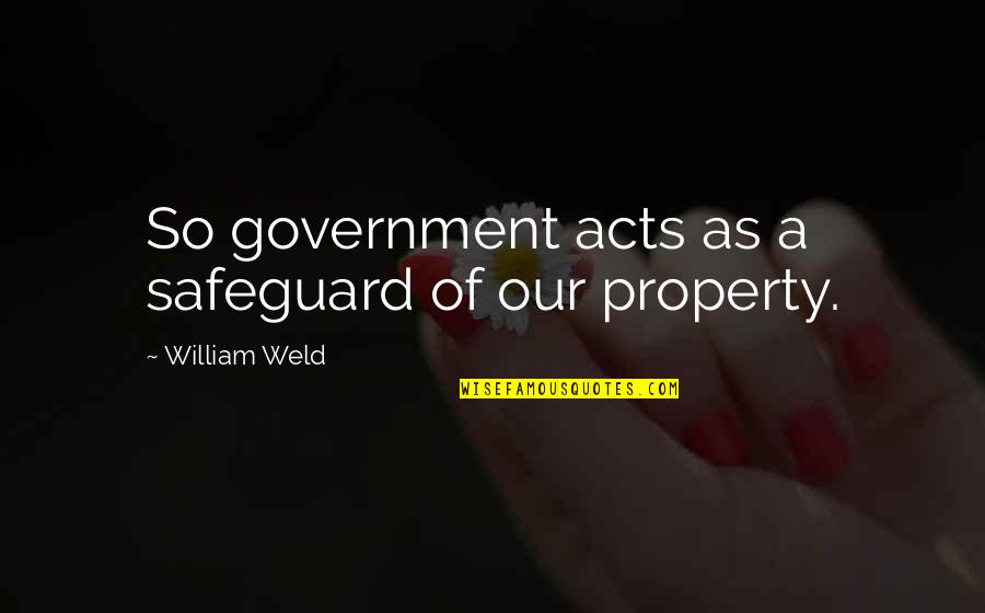 Anderson Shelters Quotes By William Weld: So government acts as a safeguard of our