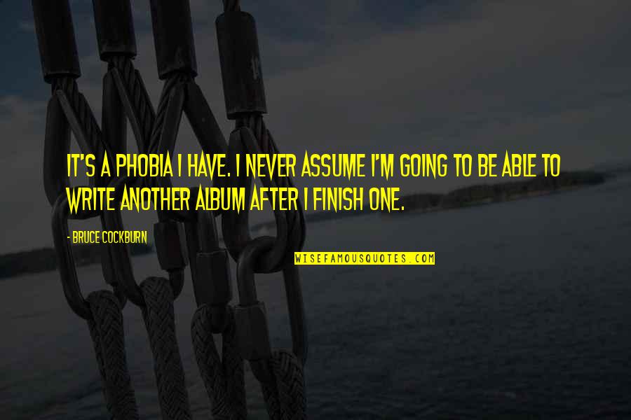 Anderson The Spider Silva Quotes By Bruce Cockburn: It's a phobia I have. I never assume