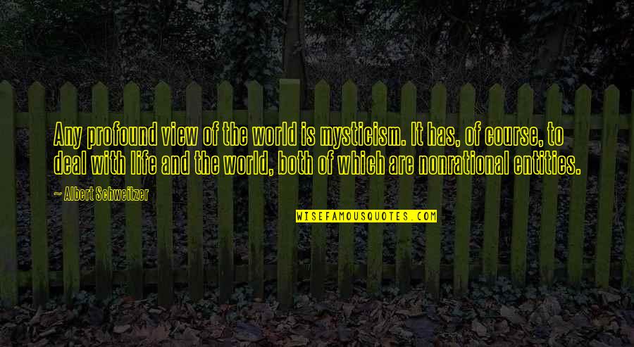 Andhave Quotes By Albert Schweitzer: Any profound view of the world is mysticism.