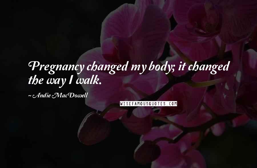 Andie MacDowell quotes: Pregnancy changed my body; it changed the way I walk.