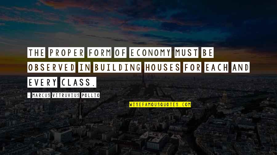 Andilla Quotes By Marcus Vitruvius Pollio: The proper form of economy must be observed
