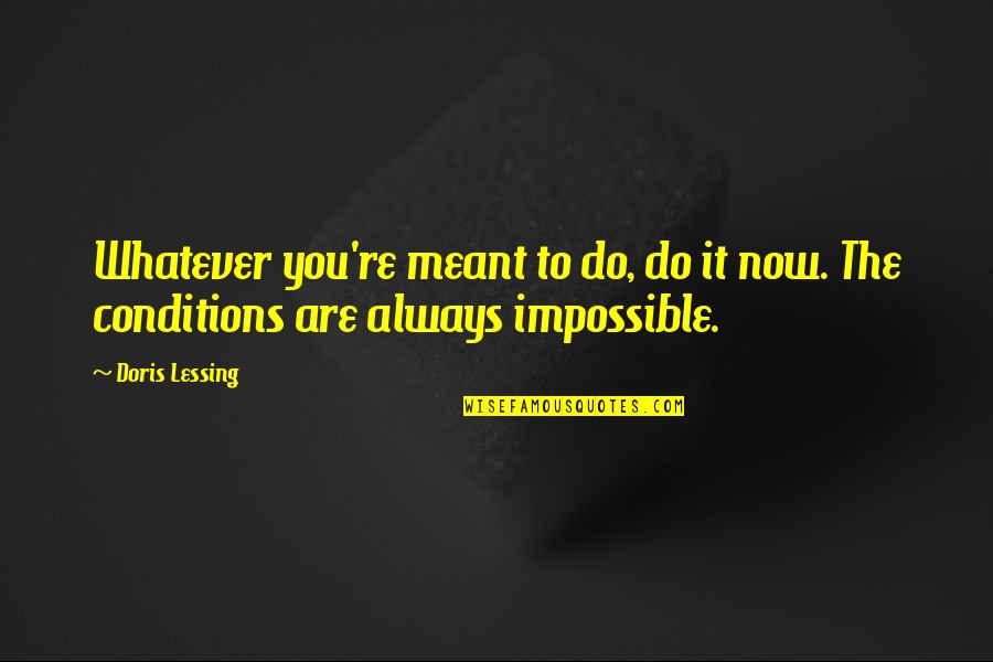 Andnperhaps Quotes By Doris Lessing: Whatever you're meant to do, do it now.