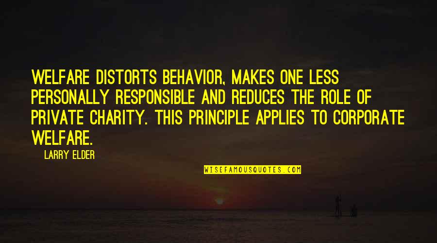Andr Gide Quotes By Larry Elder: Welfare distorts behavior, makes one less personally responsible