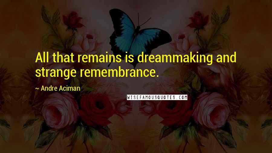 Andre Aciman quotes: All that remains is dreammaking and strange remembrance.