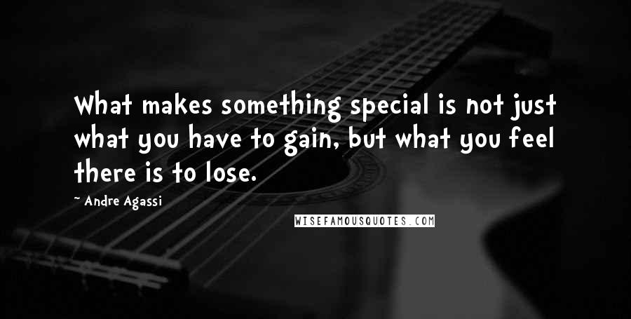 Andre Agassi quotes: What makes something special is not just what you have to gain, but what you feel there is to lose.