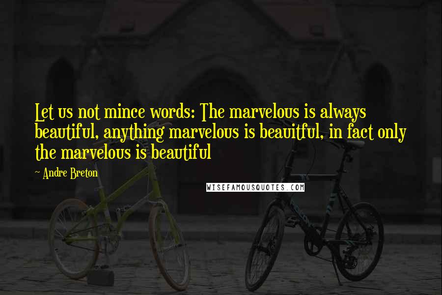 Andre Breton quotes: Let us not mince words: The marvelous is always beautiful, anything marvelous is beauitful, in fact only the marvelous is beautiful