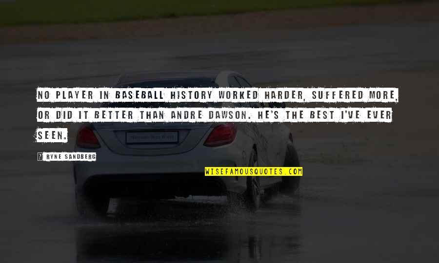 Andre Dawson Quotes By Ryne Sandberg: No player in baseball history worked harder, suffered