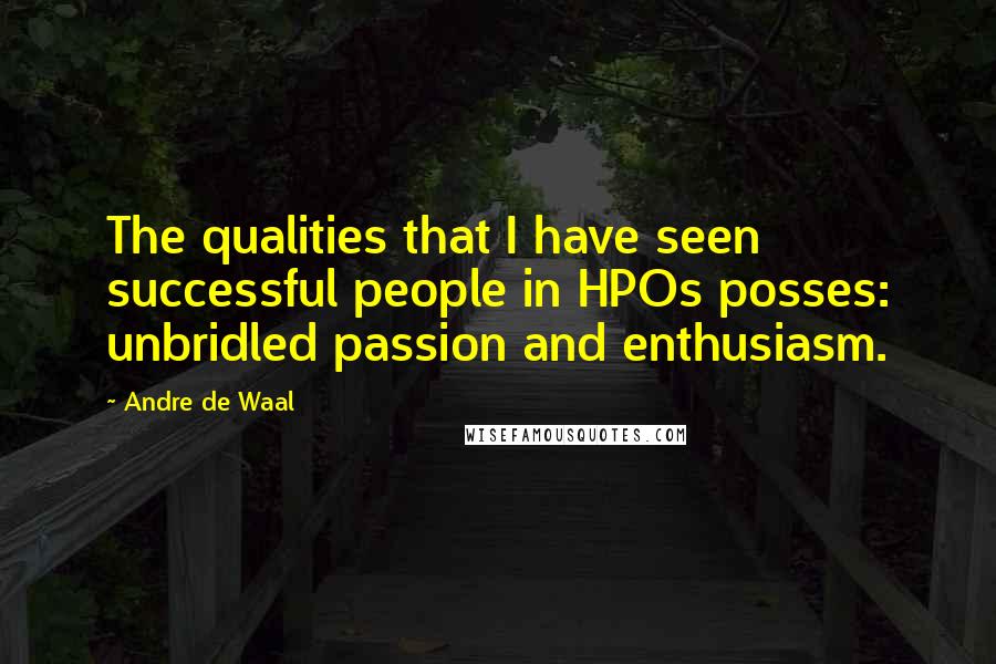 Andre De Waal quotes: The qualities that I have seen successful people in HPOs posses: unbridled passion and enthusiasm.