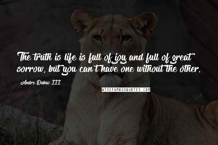 Andre Dubus III quotes: The truth is life is full of joy and full of great sorrow, but you can't have one without the other.