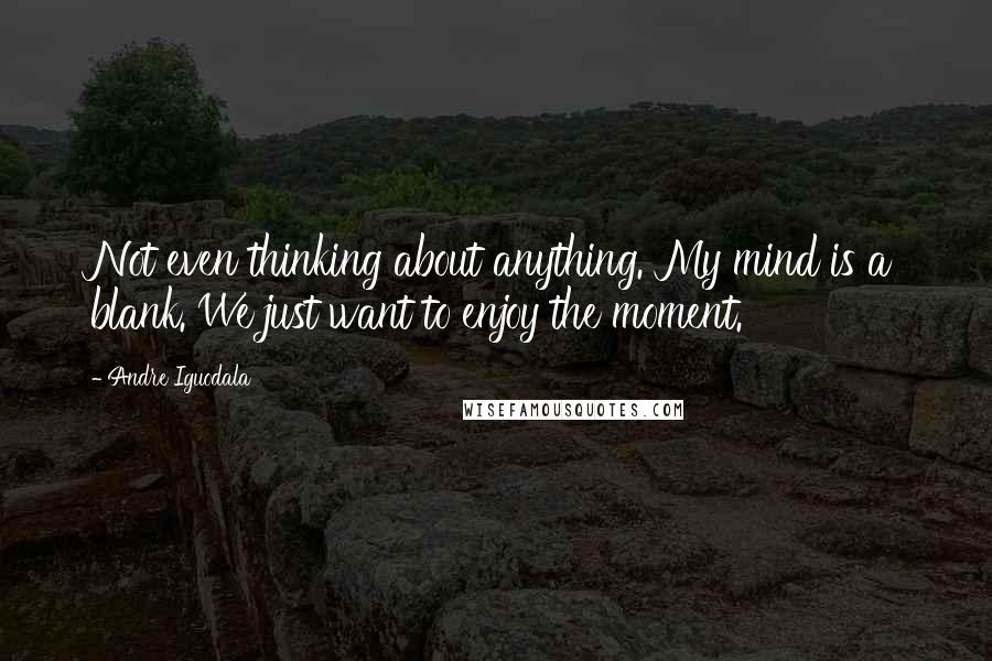 Andre Iguodala quotes: Not even thinking about anything. My mind is a blank. We just want to enjoy the moment.