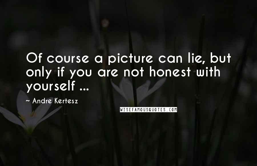 Andre Kertesz quotes: Of course a picture can lie, but only if you are not honest with yourself ...