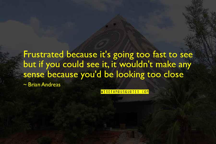 Andreas Quotes By Brian Andreas: Frustrated because it's going too fast to see
