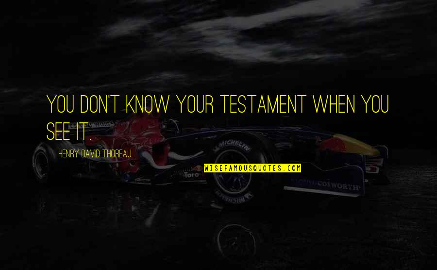 Andreev Table Tennis Quotes By Henry David Thoreau: You don't know your testament when you see