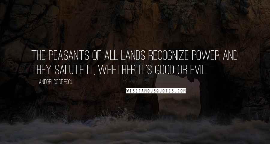 Andrei Codrescu quotes: The peasants of all lands recognize power and they salute it, whether it's good or evil.