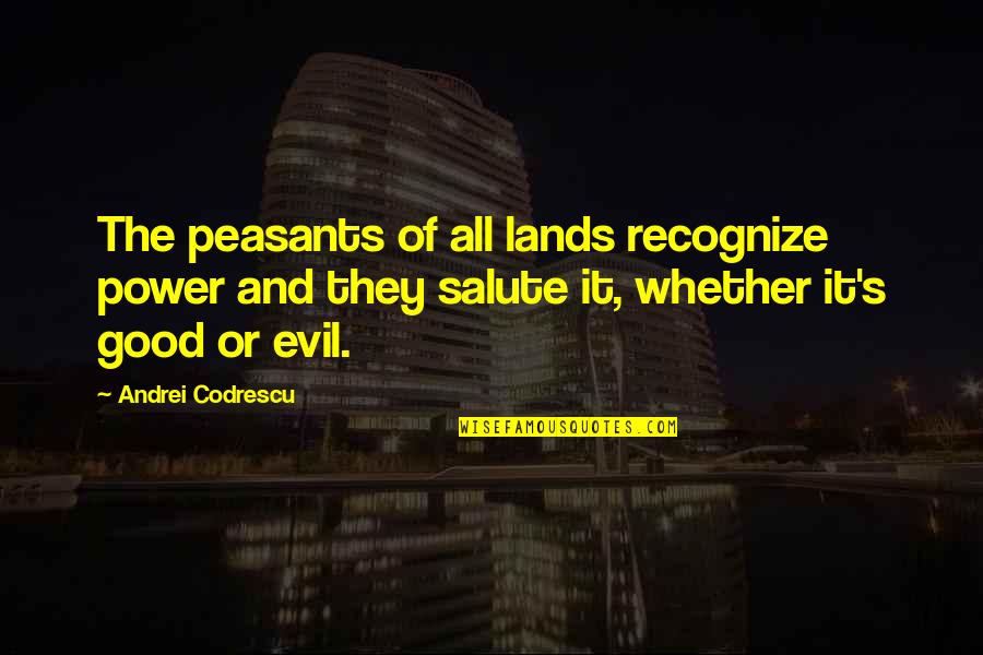 Andrei's Quotes By Andrei Codrescu: The peasants of all lands recognize power and