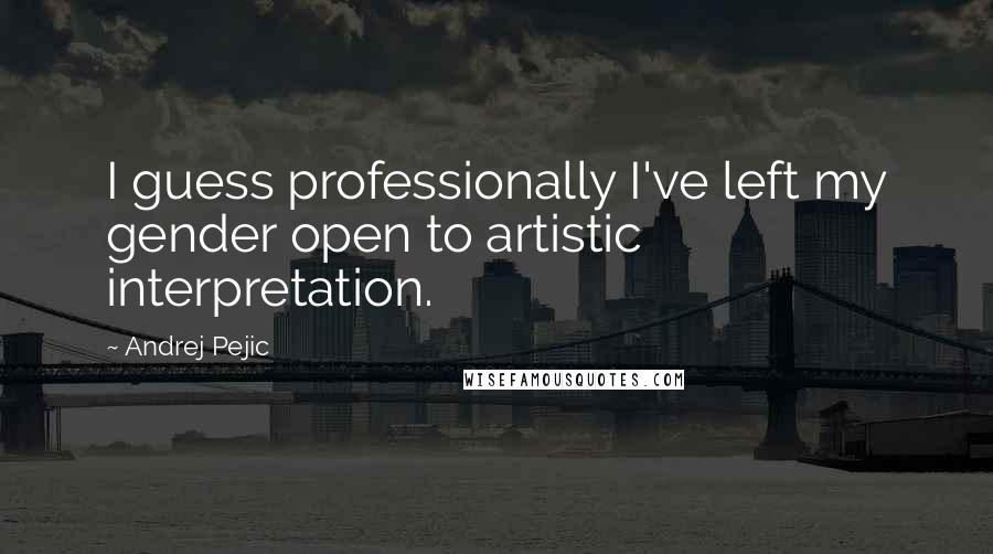 Andrej Pejic quotes: I guess professionally I've left my gender open to artistic interpretation.