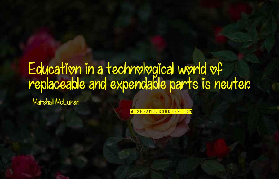 Andressa Esteves Quotes By Marshall McLuhan: Education in a technological world of replaceable and Andressa Esteves Quotes By Marshall McLuhan: Education in a technological world of replaceable and