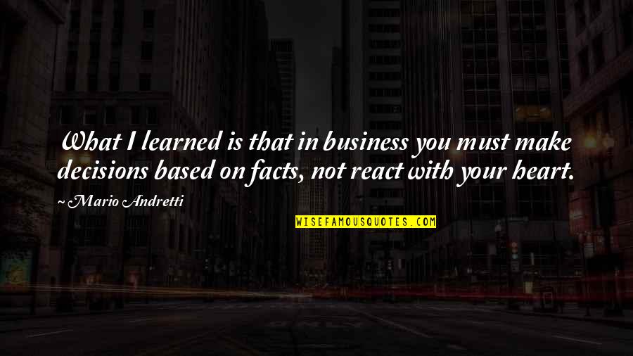 Andretti Quotes By Mario Andretti: What I learned is that in business you Andretti Quotes By Mario Andretti: What I learned is that in business you