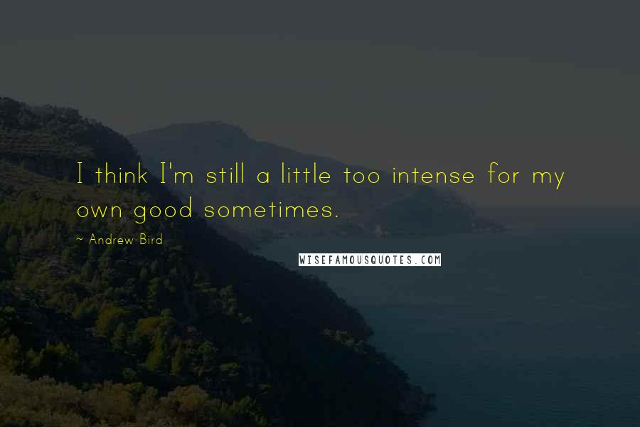 Andrew Bird quotes: I think I'm still a little too intense for my own good sometimes.