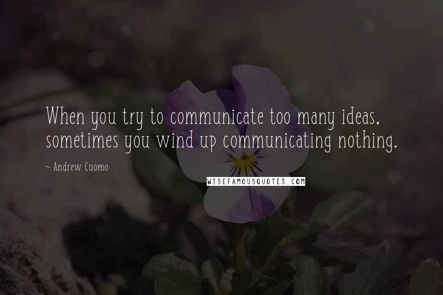 Andrew Cuomo quotes: When you try to communicate too many ideas, sometimes you wind up communicating nothing.