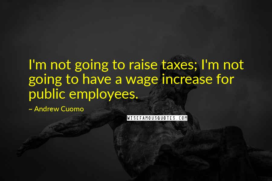 Andrew Cuomo quotes: I'm not going to raise taxes; I'm not going to have a wage increase for public employees.
