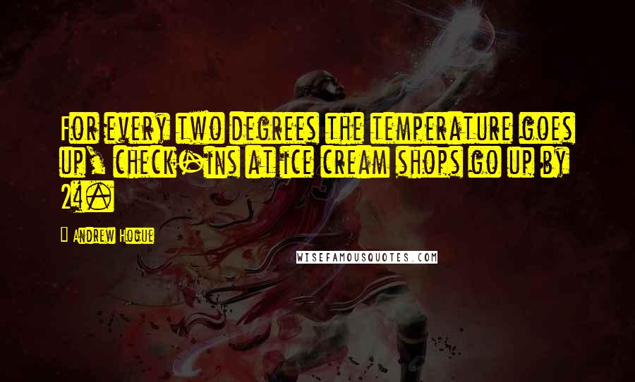 Andrew Hogue quotes: For every two degrees the temperature goes up, check-ins at ice cream shops go up by 2%.